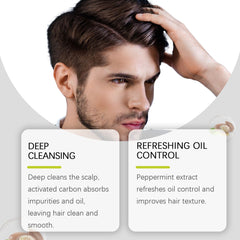 Men's Anti-Dandruff Shampoo Oak Charcoal Cleansing Nourishing Scalp Oil Control Refreshing Fluffy Shampoo