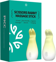 Cute Gradient Yellow Scissor Rabbit Mini Wand Vibrator Quiet Waterproof Personal G-Point Massage Device